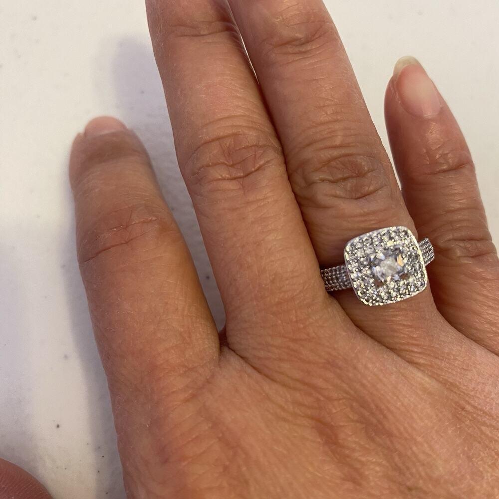 Silver White Gold Plated CZ Halo Engagement Rings Wedding Anniversary Sz6-10 New - Picture 6 of 6